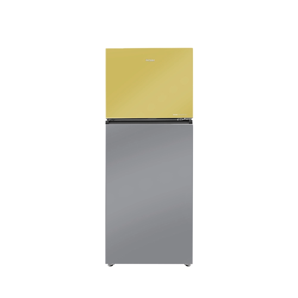 Haier 328L 3 Star Yellow Grey Glass Double Door Refrigerator