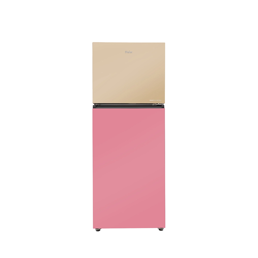Haier 328L 3 Star Cream Pink Glass Double Door Refrigerator