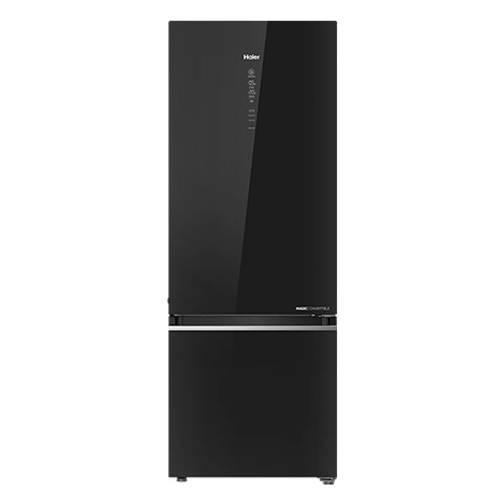 Haier 355L  2 Star  Black Glass Bottom Mount Refrigerator