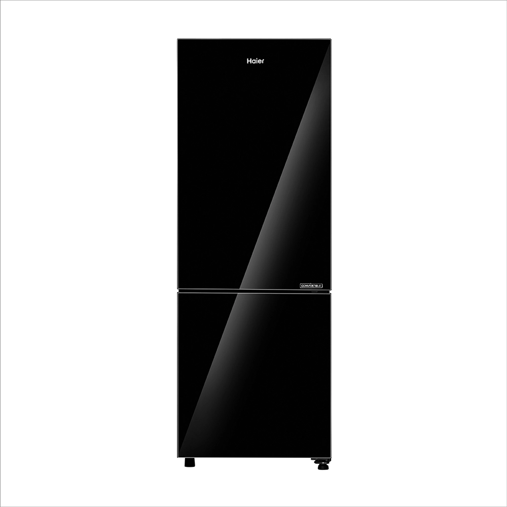 Haier 265L  2 Star  Black Glass Bottom Mount Refrigerator