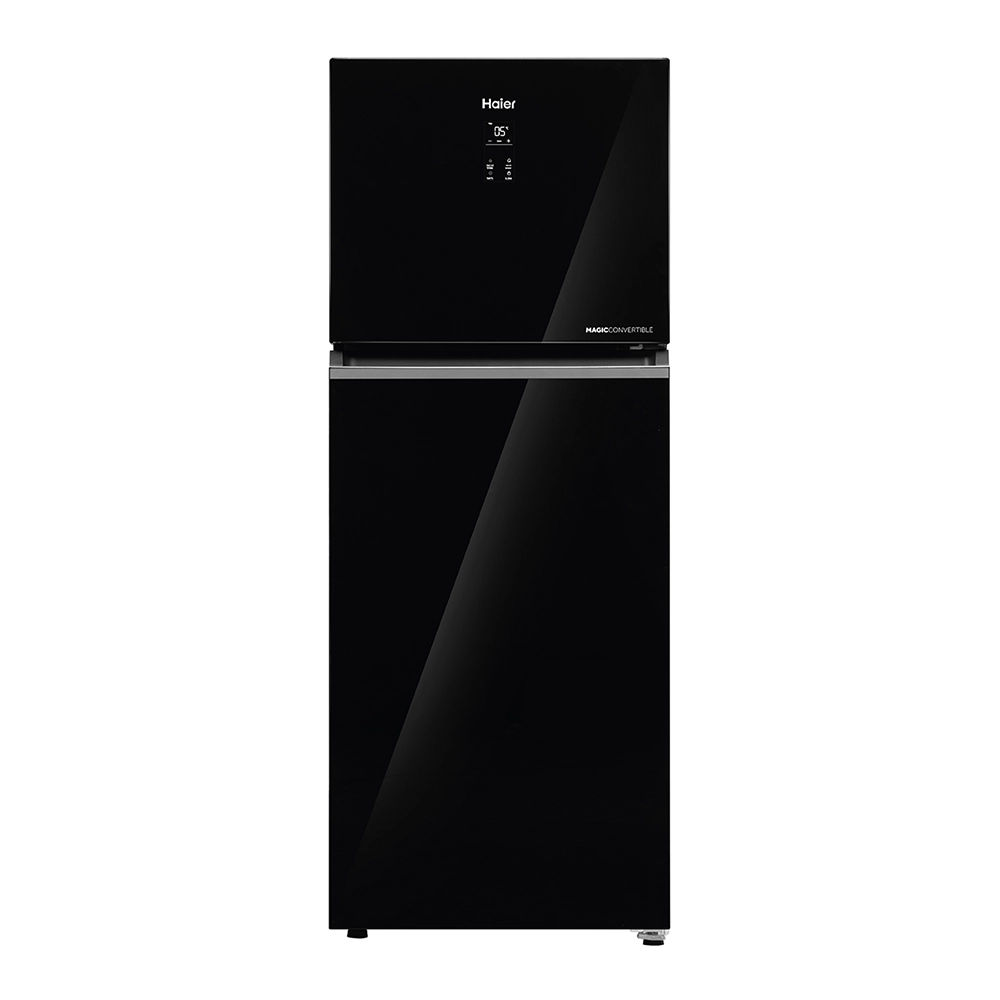 Haier 328L 2 Star Black Glass Double Door Refrigerator