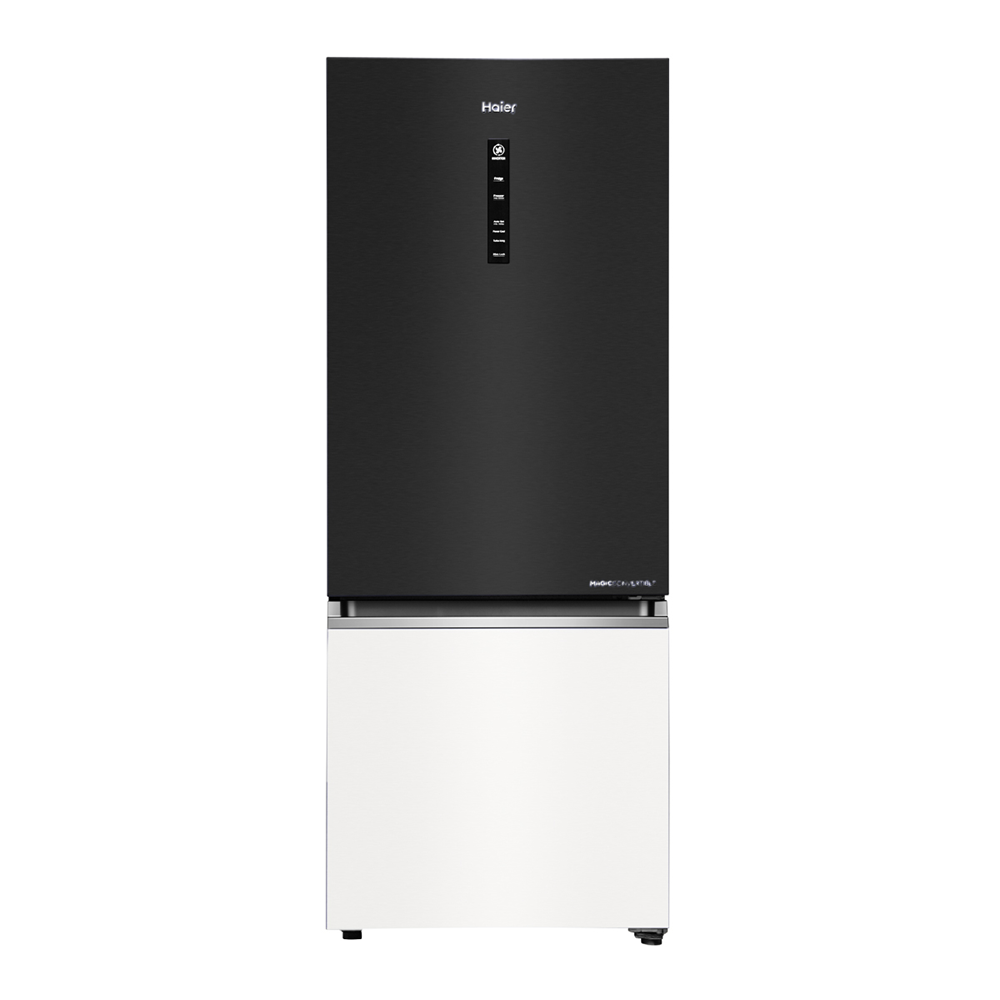 Haier 325 L 2 Star Black white Glass Bottom Mount Refrigerator