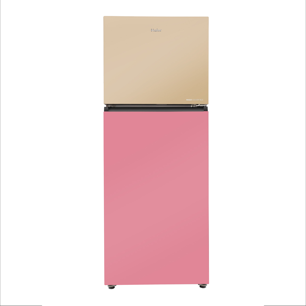 Haier 328L 2 Star Cream Pink  Glass Double Door Refrigerator