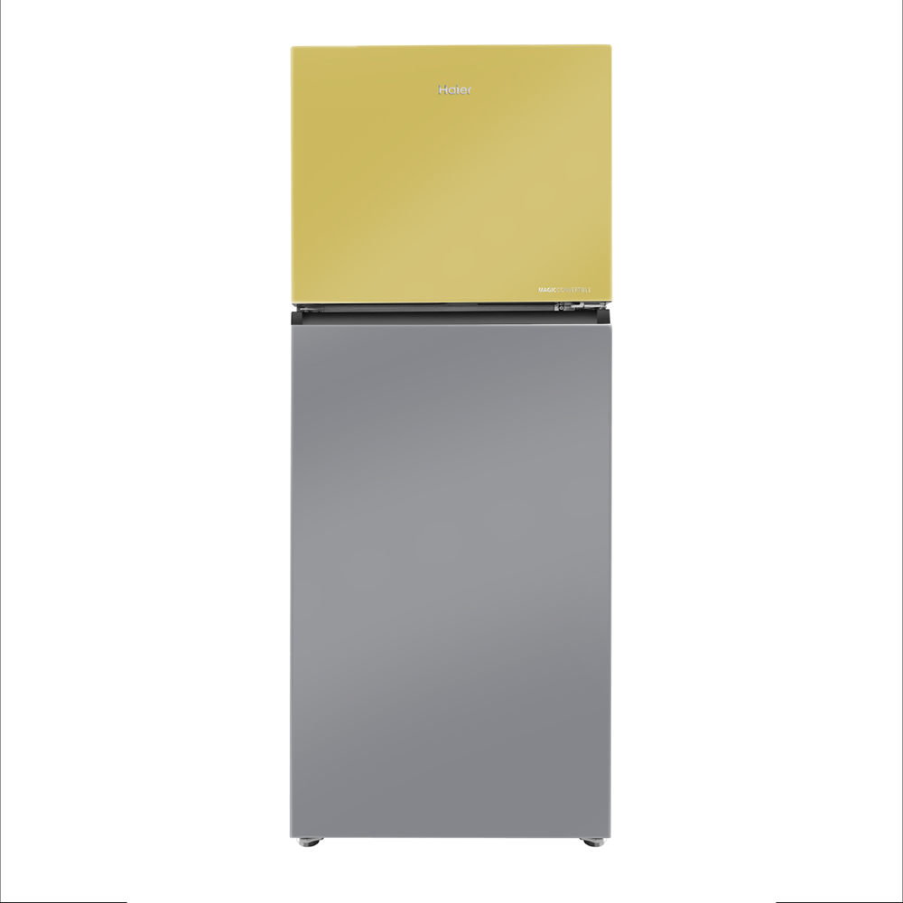 Haier 328L 2 Star Yello Grey Glass Glass Double Door Refrigerator